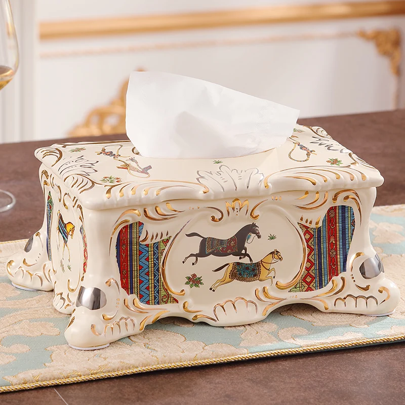 Buy Luxury 10" Tissue box holder ceramic Vintage royal