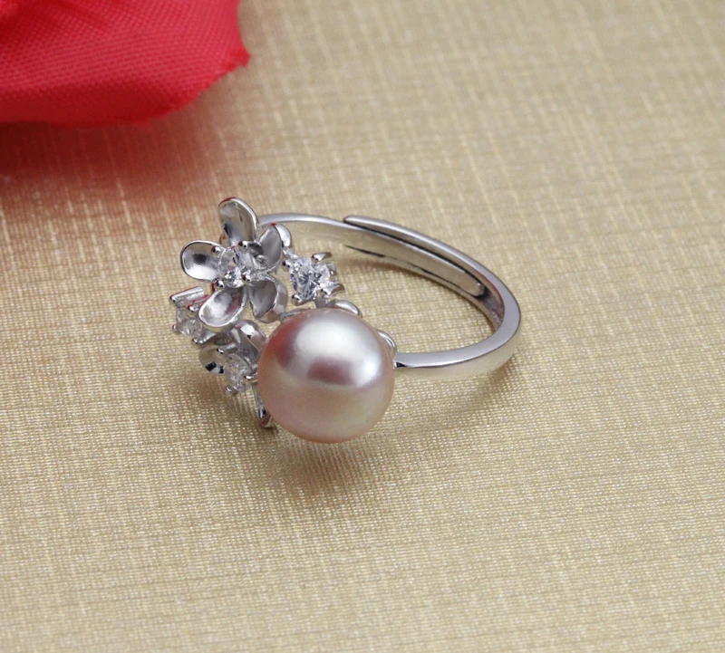 Настоящие кольца с натуральным пресноводным жемчугом, свадебное регулируемое кольцо из серебра 925 пробы, ювелирные изделия для девушек, лучший подарок