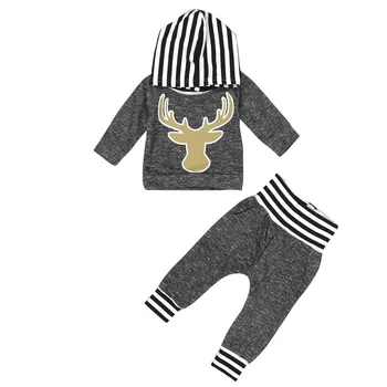 

2019 Kids Newborn Newborn Baby Girl Boy Clothes Deer Tops T-shirt+Pants Leggings 2pcs Outfits Set