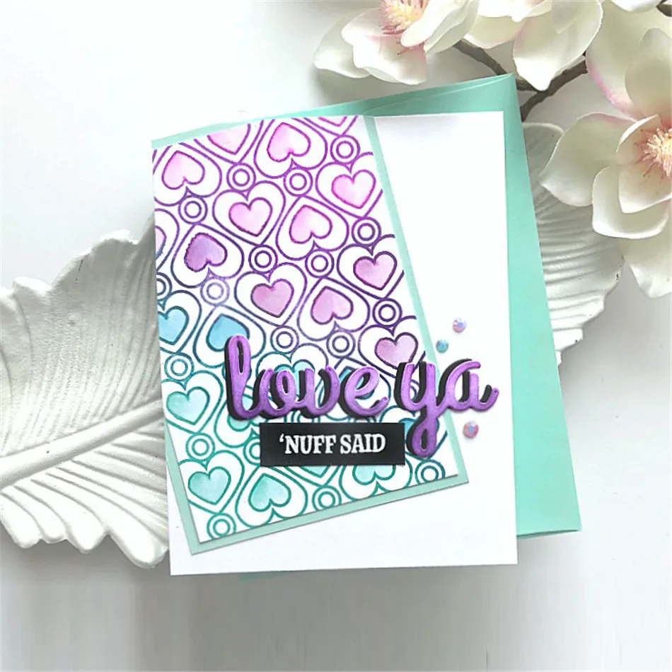 

YaMinSanNiO 2pcs "love you" Word Metal Cutting Dies Letter Stencil For Decorative Photo Album Paper Card Craft Silver Metal Die