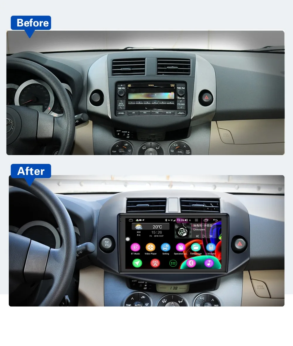 Best JOYING Android 8.1 4GB+64GB Octa Core support 4G stereo one din car radio player Voice Command IPS FOR Toyota RAV4 2007-2011 HD 13