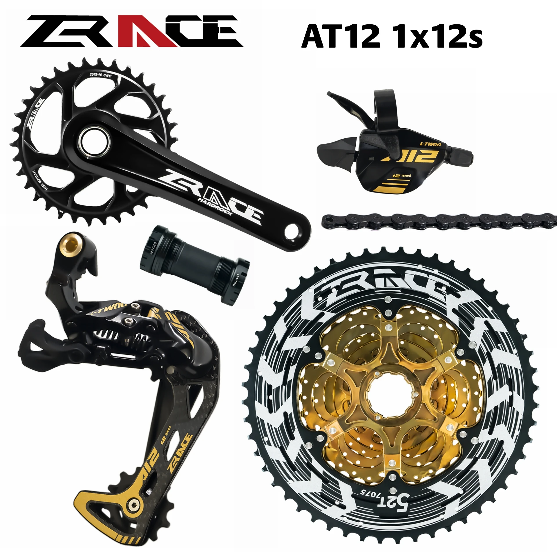

ZRACE x LTWOO AT12 12 Speed Crankset + Shifter + Rear Derailleur 12s + Alpha Cassette 52T / Chainring + Chain, EAGLE GX / M9100