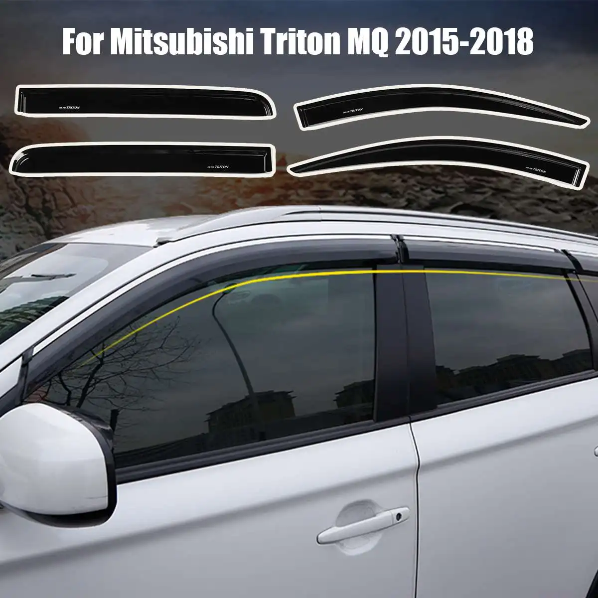 

Car Window Deflectors Rain Guards Wind Vent Visor 4pcs Rain Window Visor Weather Shields Guards For Mitsubishi Triton MQ 2015-18