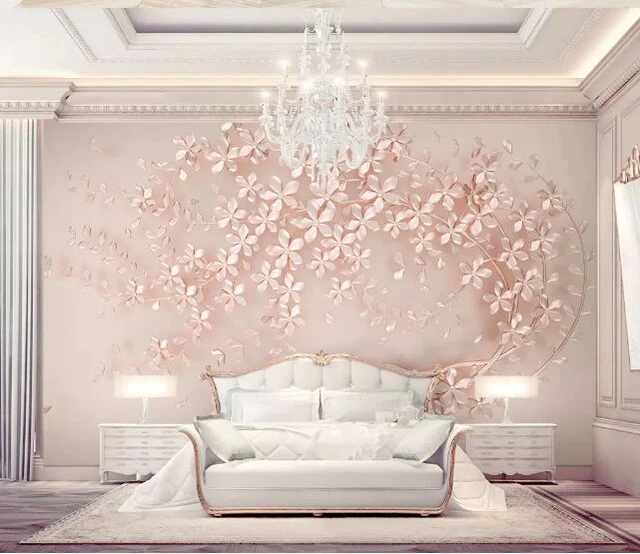 bacaz newest 8d luxurious elegance wall paper mural 3d rose gold