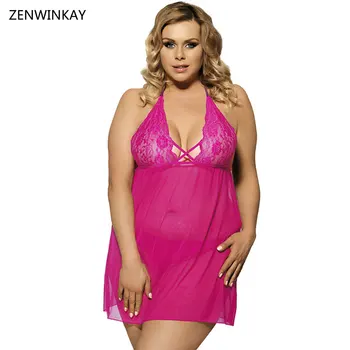 

Femme Nightgown Sexy Nightwear Lace Nightdress Backless Sleepwear Sexy Nighties for Women Plus Size Sexy Nighty Dress XL 3XL