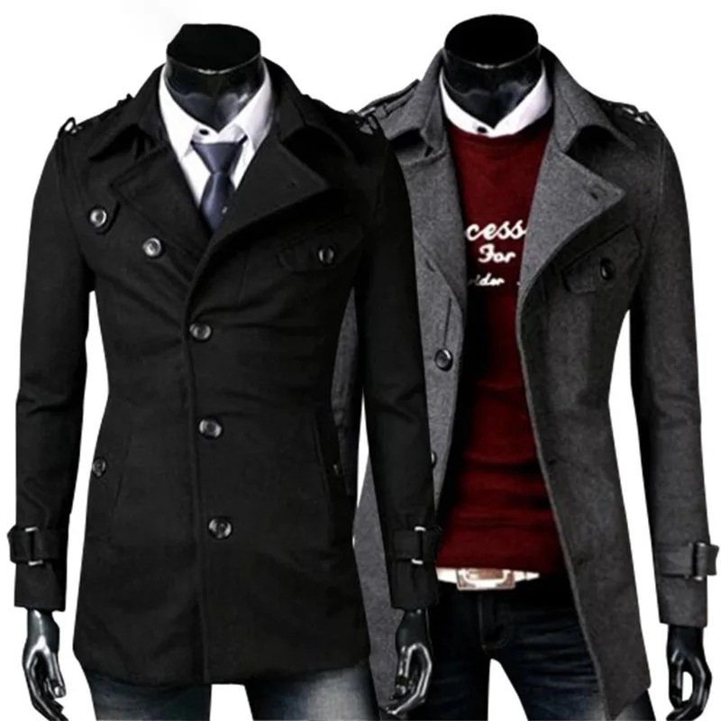 

2018 autumn/winter fashion new men leisure single-breasted trench coat / Men's turn down collar long woolen jacket coat men Y1
