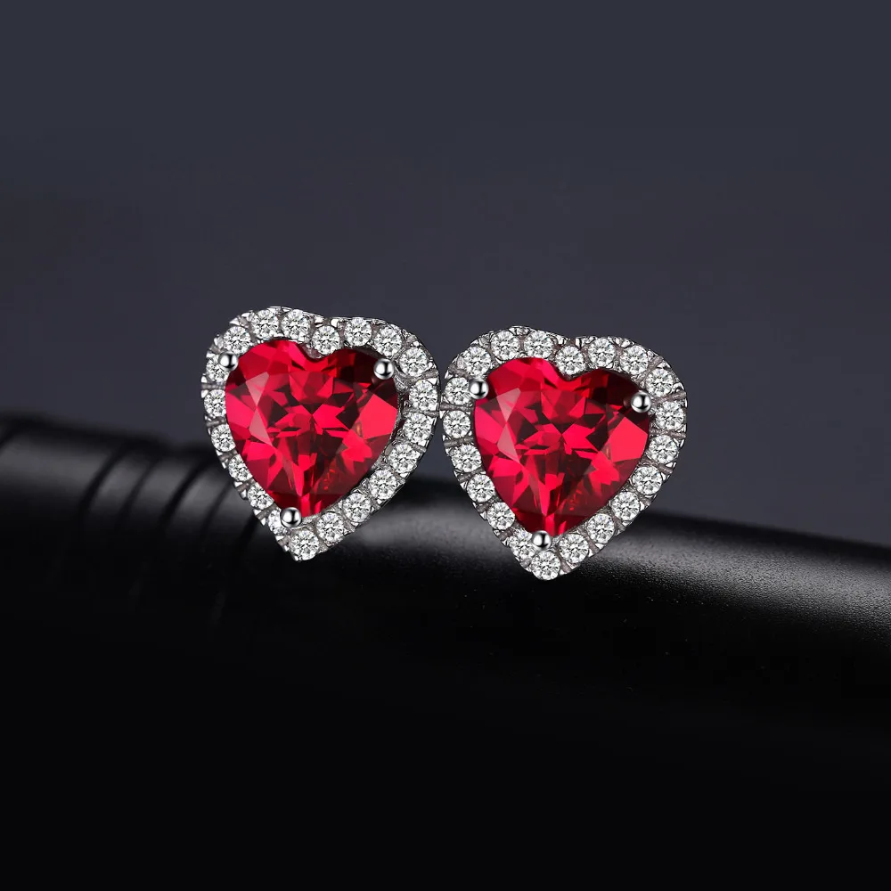 Jewelrypalace Сердце океана 3.8ct создан красный рубин любовь навсегда Halo Серьги 925