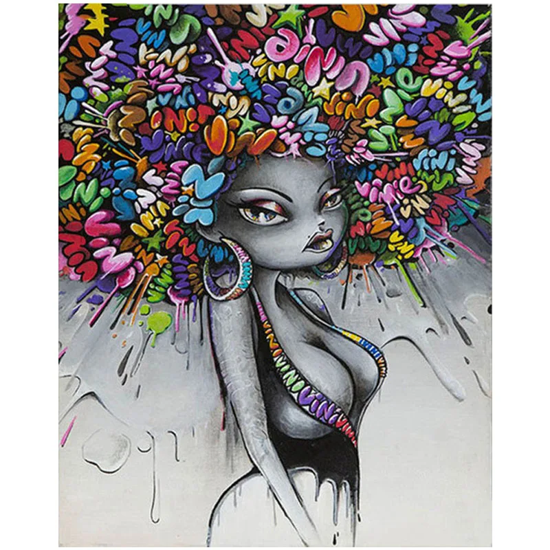 

Diamond embroidery display 5D Diy Diamond painting African girl rhinestone Cross Stitch full square round mosaicZP-1958