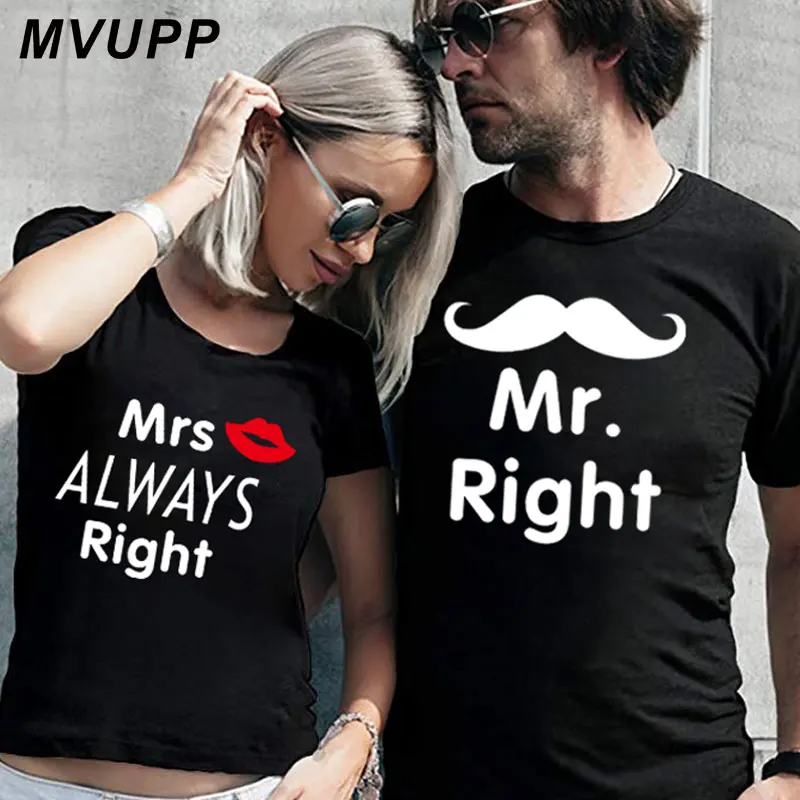 Mr Mrs always right couple t shirt for lovers husband and wife funny tee shirts femme tops white plus size men women Valentin Mr Mrs always right couple t shirt for lovers husband and wife funny tee shirts femme tops white plus size men women Valentin