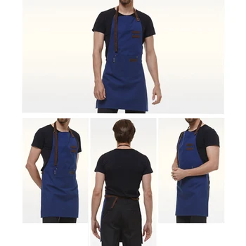 

2017 New Canvas Apron BBQ Senior Green Bib Kitchen Cleaning Apron for Women Men Cooking Restaurant Waitress Custom Print Logo