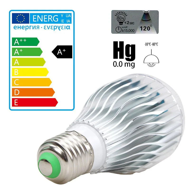 

10W LED RGB Color Changing Light Bulbs With 24 Keys Remote Control E26 Aluminium Dimmable Lamp @8 WWO66