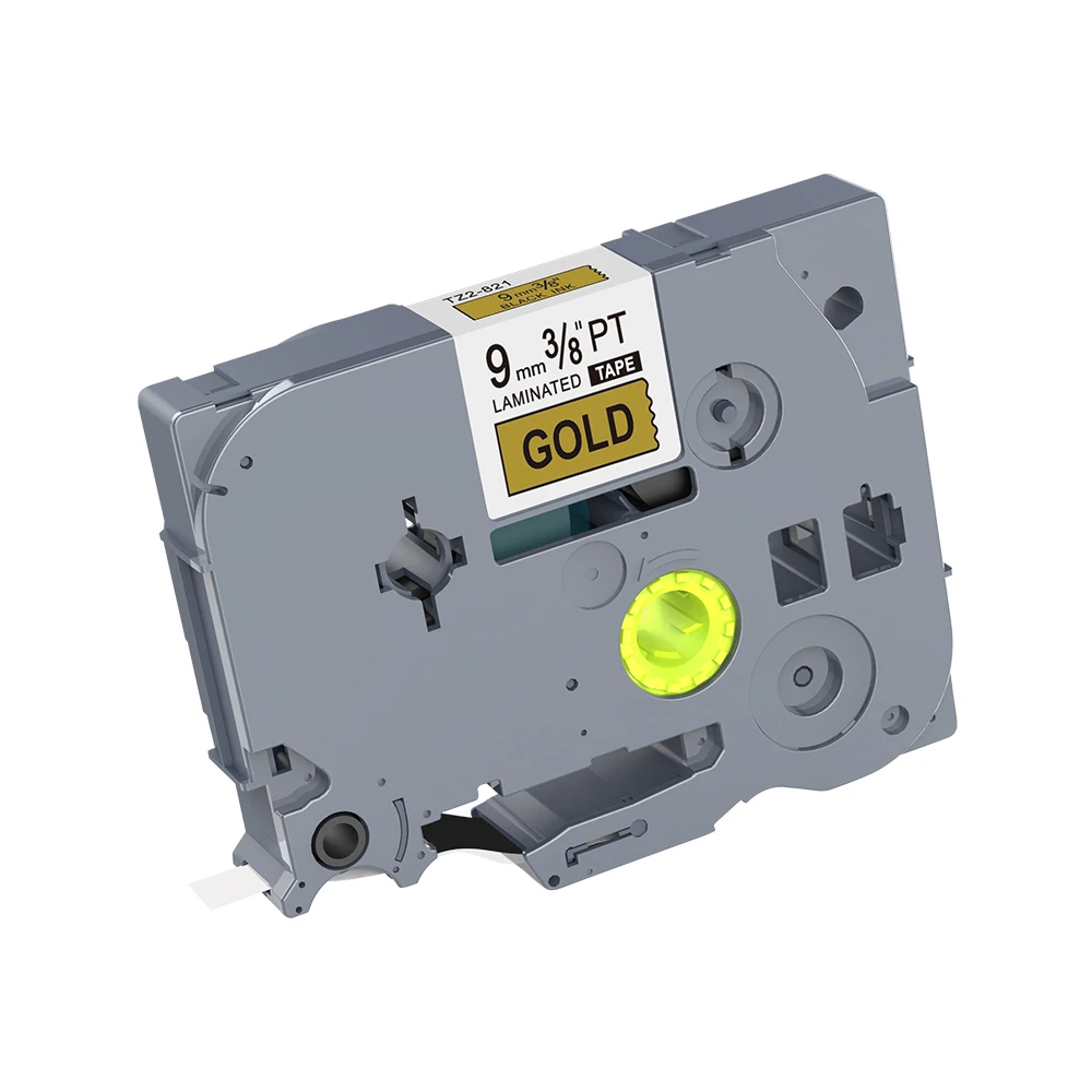 

PUTY 1 Piece 9 mm PTZ821 TZe821 TZe 821 TZe-821 Compatible 9mm Black on Gold Label Tapes for P-touch Label Printers