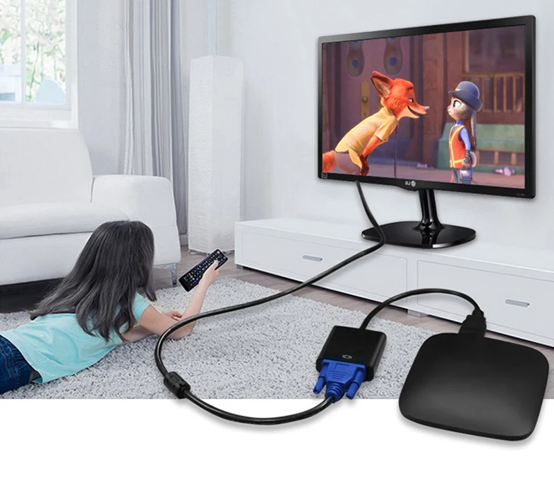 Ранкман HDMI в VGA адаптер конвертер с аудио линия питания HDMI VGA кабель 1080P для ПК ноутбук DVD ТВ Проектор Монитор