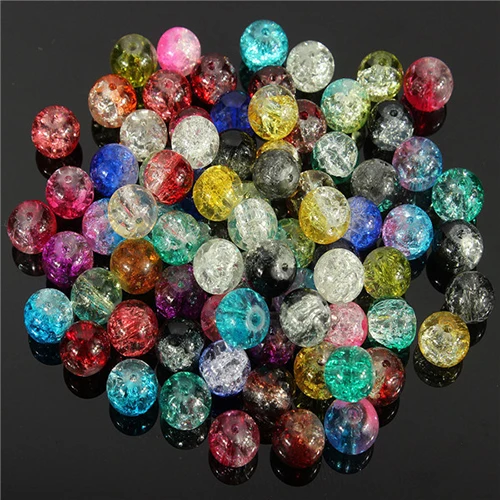 

NEW100Pcs/Set DIY Decoration Crystal 8mm Crack Multi-Colorful Glass Beads