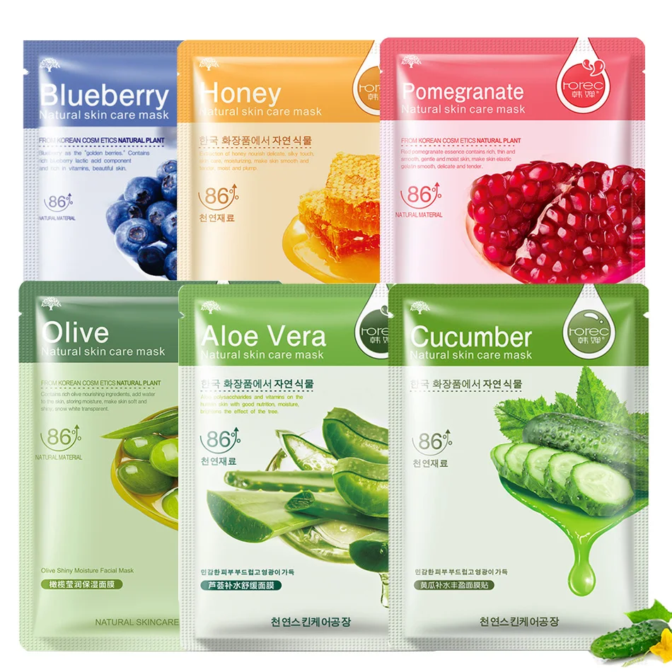

HOREC Sheet Face Mask Aloe Honey Olives Pomegranate Facial Mask Moisturizing Depth Replenishment Beauty Mask Skin Care