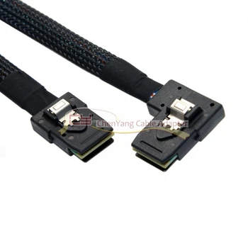 

1pcs/ Ultra Slim Flat Left Angled 90 Degree Mini SAS 36pin SFF-8087 to 8087 Data Raid Cable 80cm