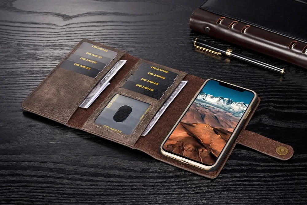 DG. MING для Iphone X XS 8 7 6S Plus, винтажный кожаный чехол-кошелек, откидная крышка, слот для карт, держатель для Iphone X XS XR, Iphone X Max, чехол