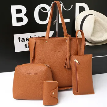

Woman Solid bags 2019 New Fashion Women Four Set Handbag Shoulder Bags Four Pieces Tote Bag Crossbody Wallet Bags