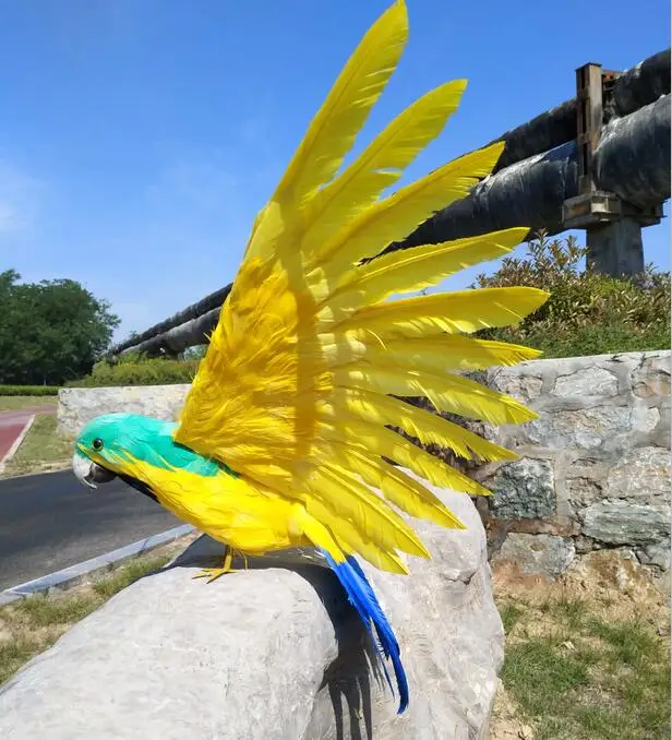 big-new-simulation-yellow-parrot-model-foam-furs-wings-bird-doll-gift-about-45cm-1362