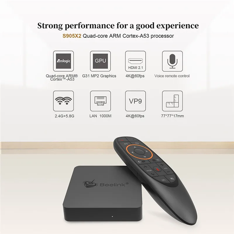  2019 Beelink GTmini-A Smart Android 8.1 TV Box Amlogic S905X2 Set Top Box 2.4G Voice Remote Support - 33012454746
