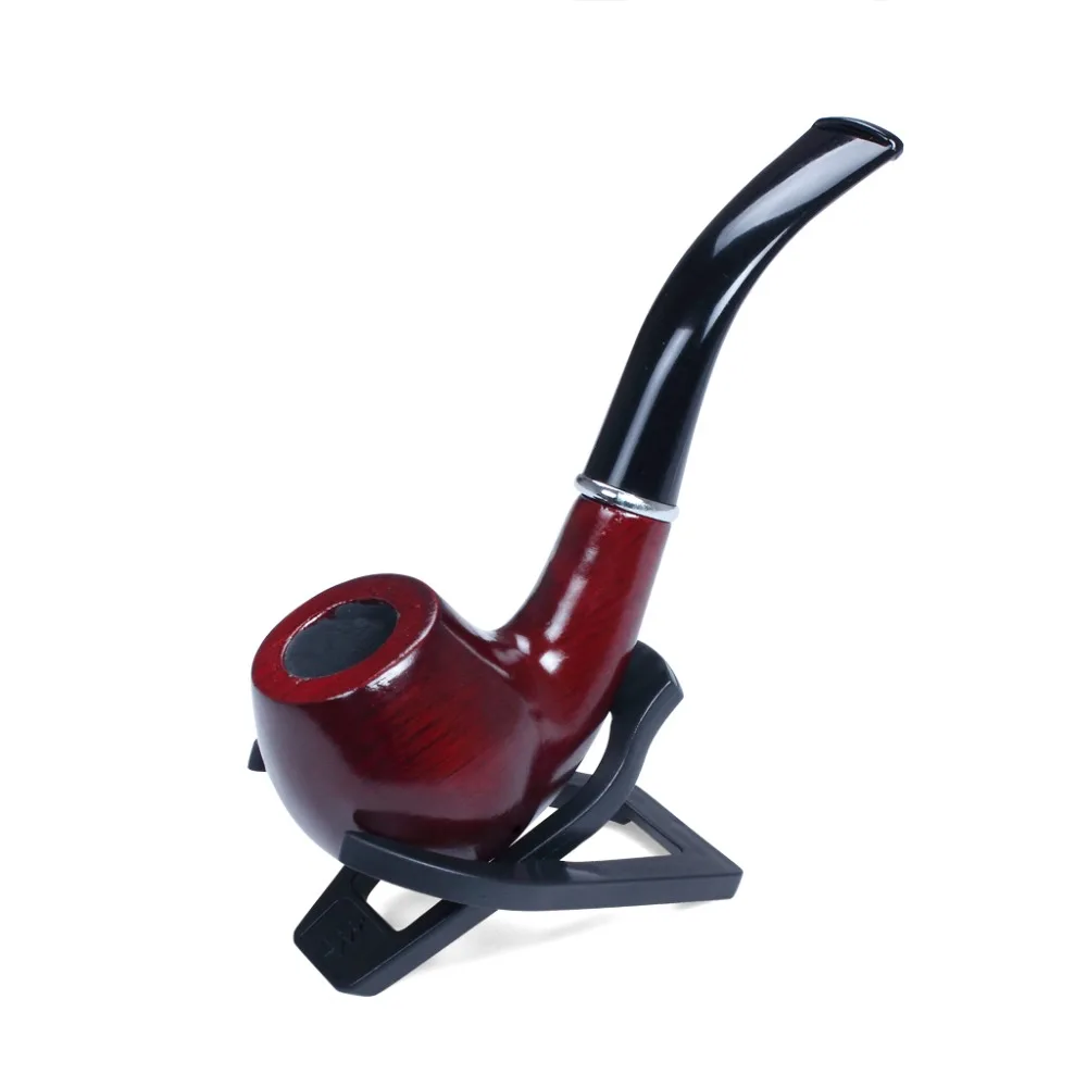 Hand Made Classic Wooden Enchase Carved Smoking Tobacco Pipes Cigar Cigarette Pipe With Holder   (1)