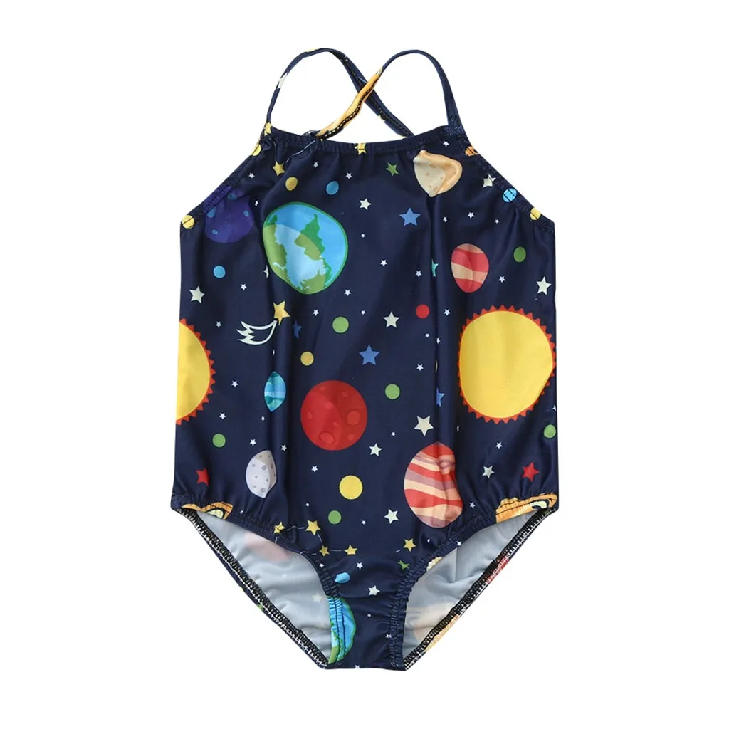 

Summer Children swimwear girls kids Polyester One Piece Children Swimsuits Bathing Suit Cartoon Print Bikini Beach Romper L05217