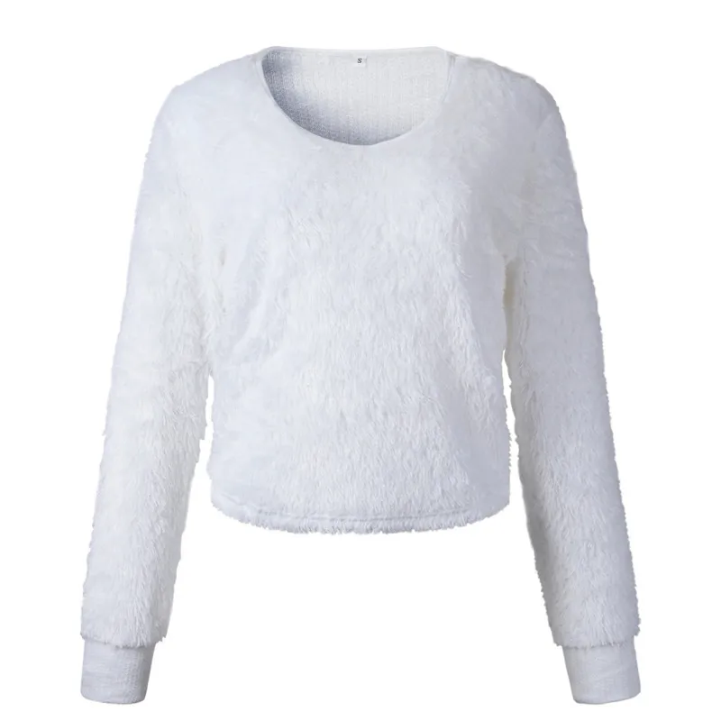Susi&Rita Autumn Plush Sweater Women Sexy Long Sleeve Crop Tops 2018 Casual Knitted Jumpers Female Basic Sweater Pullovers Sweaters