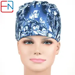 Хеннар женские хирургические кепки с принтом маска 100% хлопок медицинские кепки регулируемые стоматологические хирургические головные