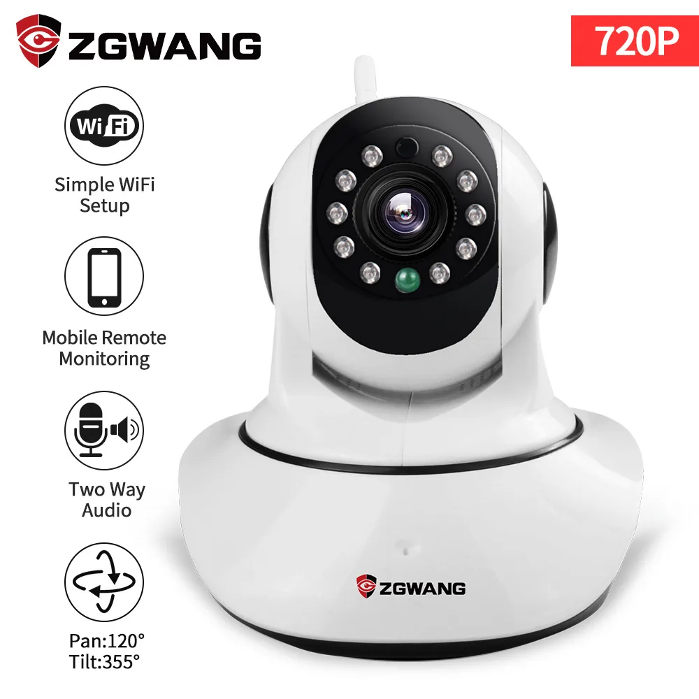 

ZGWANG Home Security IP Camera Wi-Fi IR-Cut Night Vision Audio Recording Wifi 720P Night Vision CCTV Camera Baby Monitor EU Plug