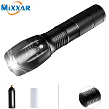 ZK20 CREE XM-L T6 8000LM LED Flashlight Zoomable Focus Torch Lamp Light Tactical Torch Lantern for Camping Biking No Battery