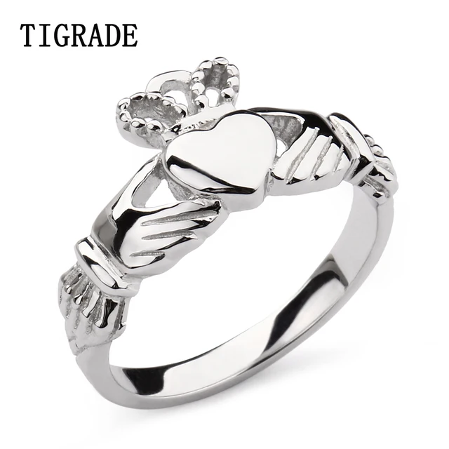 2mm Hand Heart Crown Claddagh Silver Ring Women High Polished 2mm Hand Heart Crown Claddagh Silver Ring Women High Polished Wedding Band 925 Sterling Jewelry