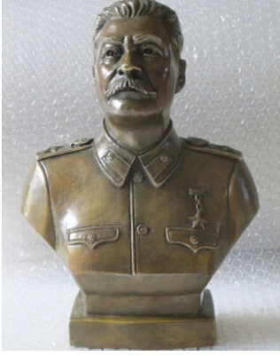 

Copper Brass CHINESE crafts decoration Asian 12"Western Art Bronze Copper sculpture Joseph Stalin Bust statue