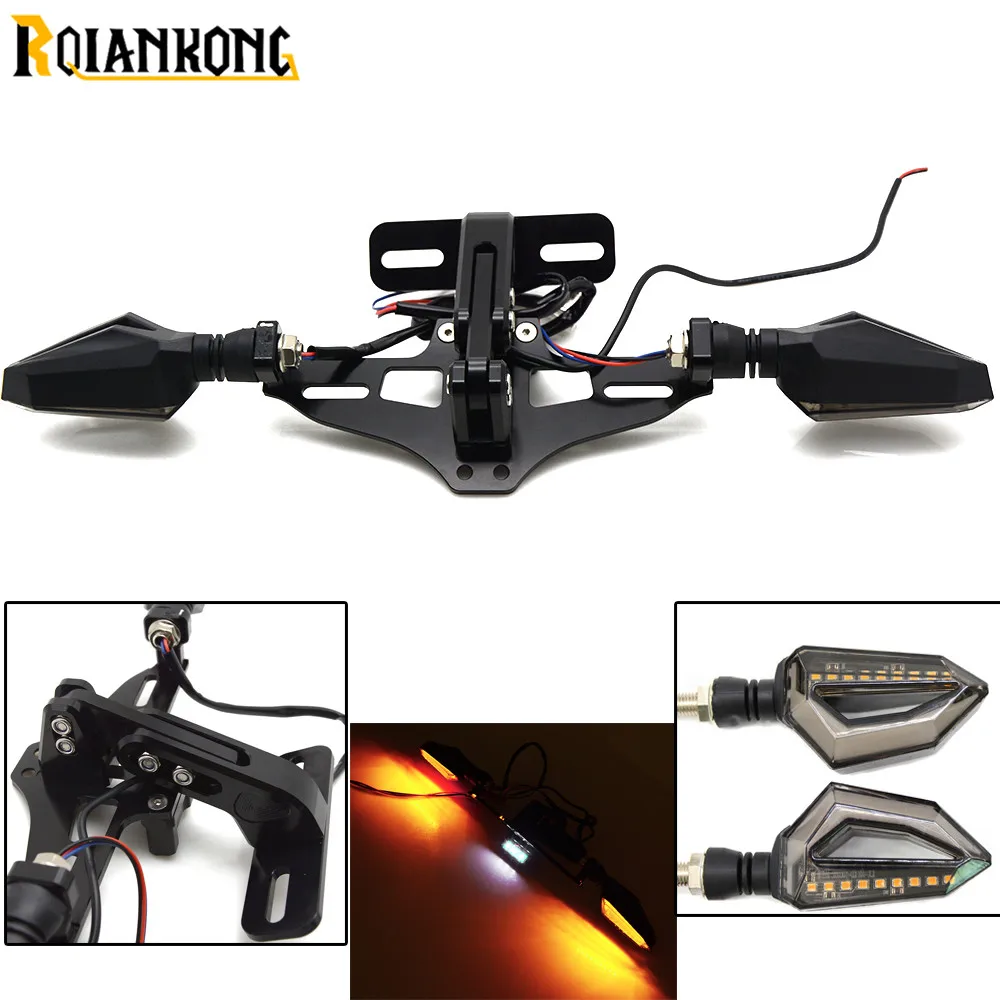 

Universal Motor License Plate Bracket Holder LED Light FOR KAWASAKI ZX-6R ZX-10R ZZR1400 Z750 Z750S Z800 KTM 144 150 120 SX250