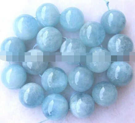 

huij 00710 20mm Natural blue Aquamarine Round Beads 15.5''