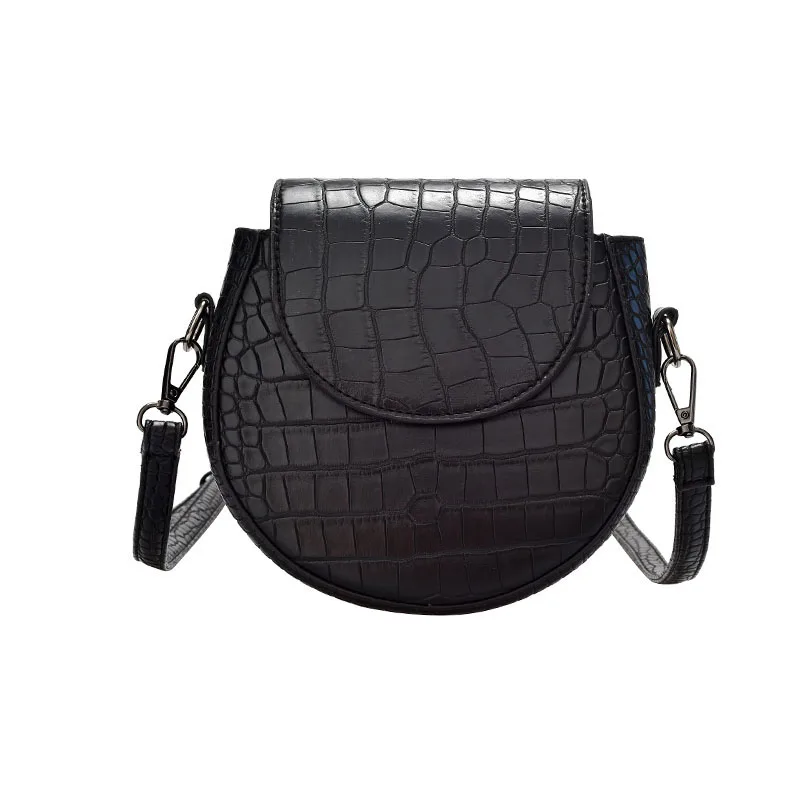 Мини-клатч для женщин, круглые однотонные женские сумки на застежке, сумки через плечо, Маленькая кожаная сумка на плечо Fengting FTB055 - Цвет: black