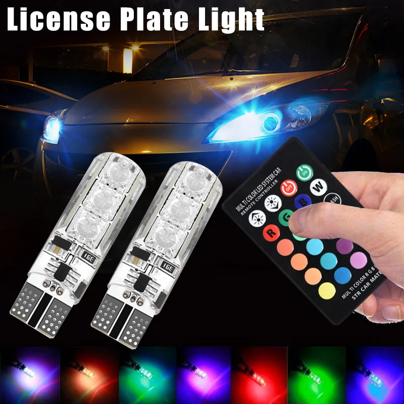 

1 Pair T10 5050 Remote Control Car LED Bulb 6 Smd Multicolor RGB Side Light Bulbs XR657