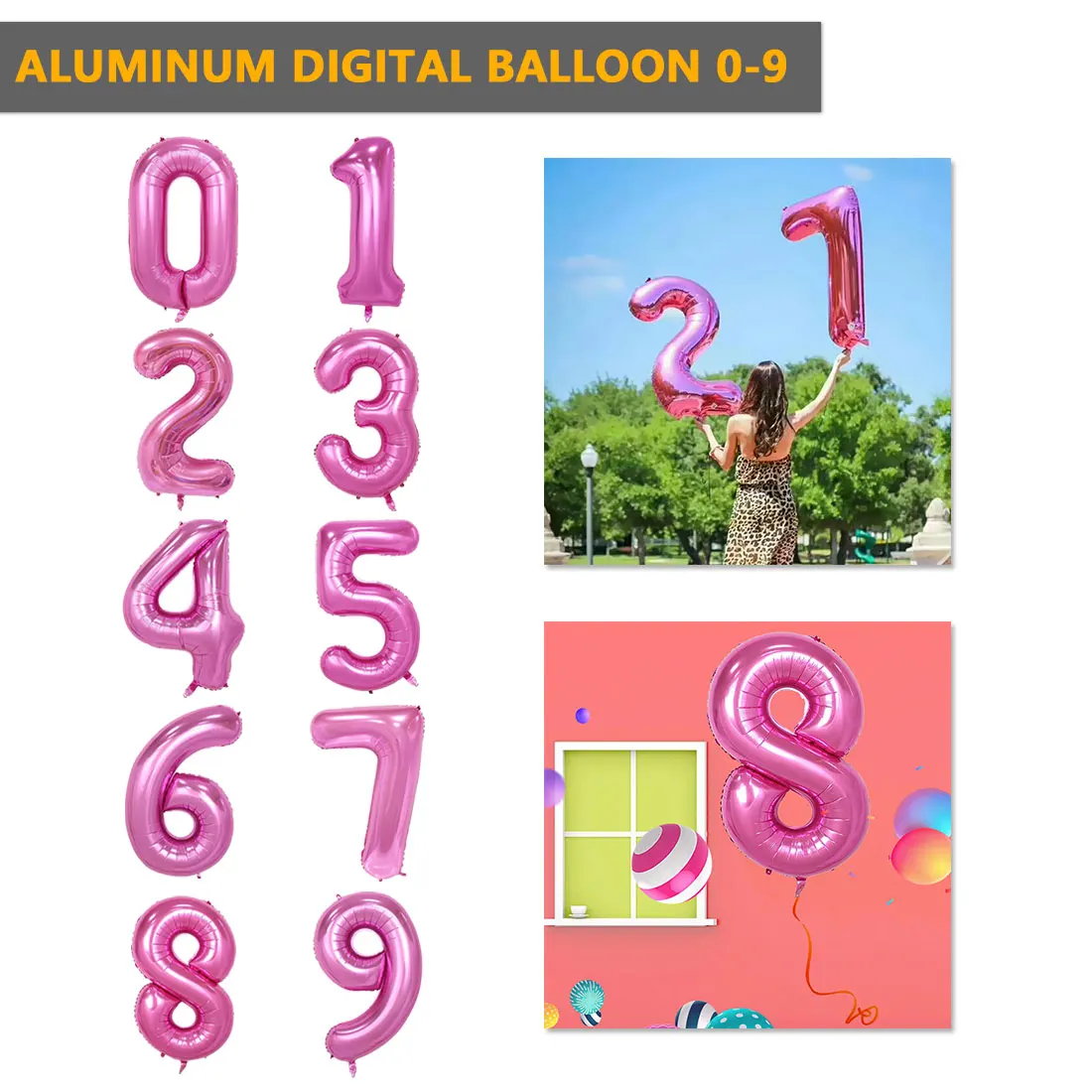 

40 Inches Pink Digit Foil Number Balloons Number Iinflatable Wedding Birthday Number Foil Balloon Birthday Decoration