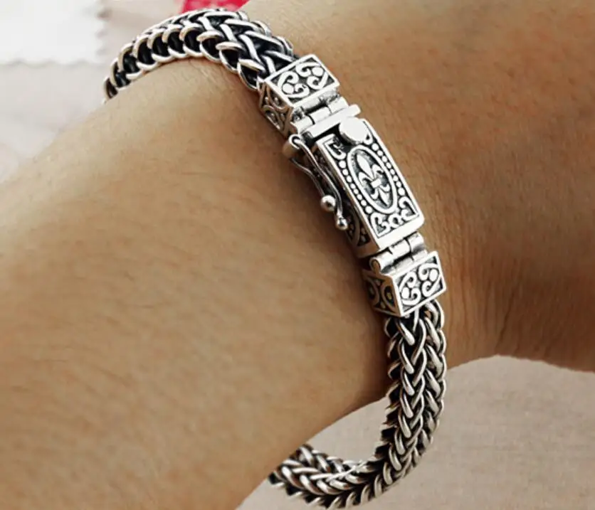 masculina vintage thai prata original personalizado s925 pulseira