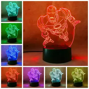 

Cartoon 3D 7 color change iron superman led night light Touch RC remote control visual illusion Birthday Christmas Child Gift