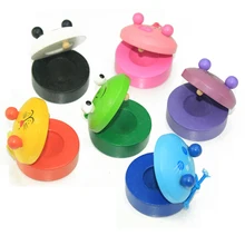 Мини Деревянные кастанеты Музыкальные инструменты детские игрушки развивающие игрушки для детей Мультяшные животные шумогенератор ксилофон для детей