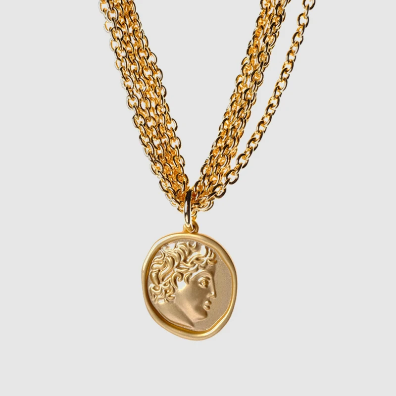 

Amorita boutique trendy portrait gold color Necklaces