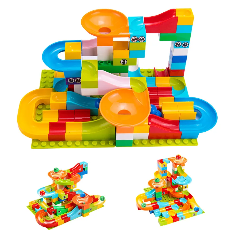 Tumama 52-208Pcs Marble Race Compatible LegoINGly Duploedd Building Blocks