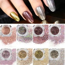 1 коробка, Платиновые Блестки для ногтей, блестящая Лазерная сверкающая втирка, маникюр, дизайн ногтей, хром, пигмент, сделай сам, украшение для ногтей