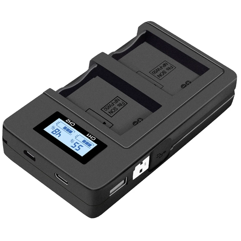 

Np-Fw50 Camera Battery Charger Npfw50 Fw50 Lcd Usb Dual Charger For A6000 5100 A3000 A35 A55 A7S Ii Alpha 55 Alpha 7 A
