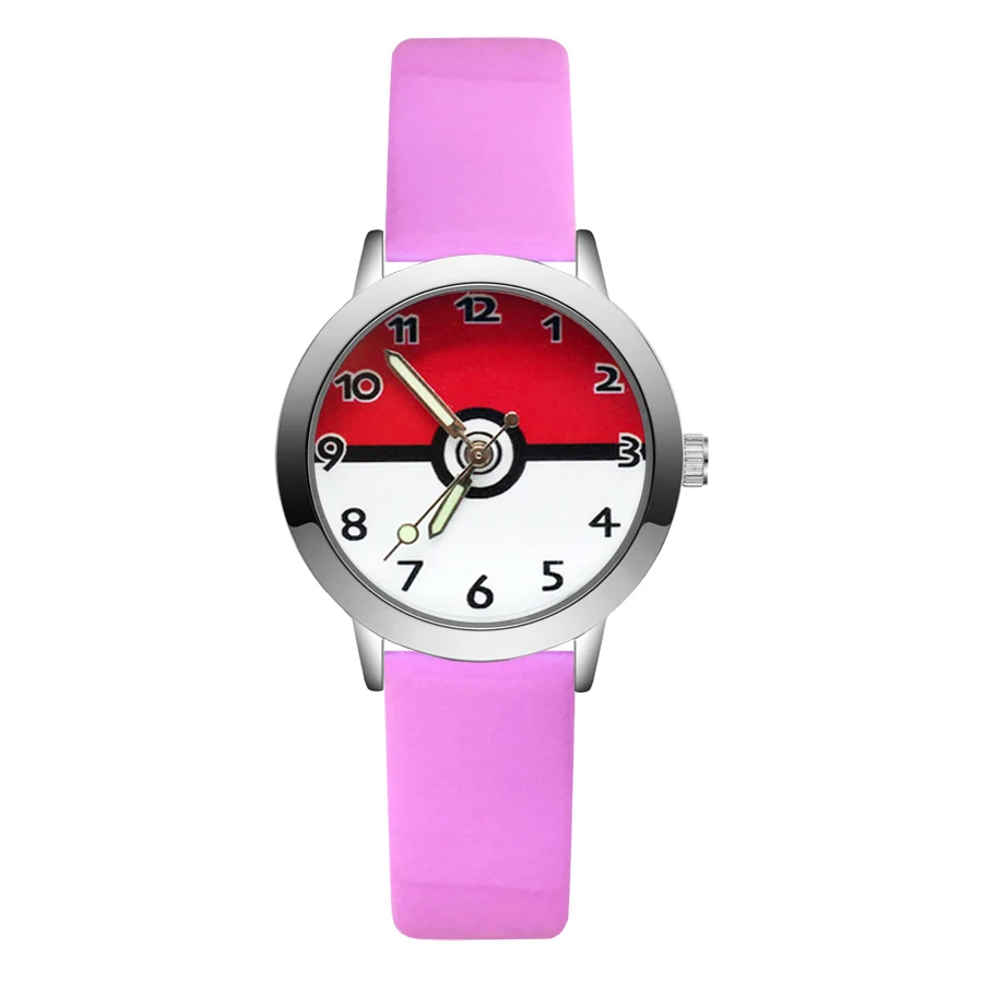 Модные милые детские часы в стиле Пикачу, Детские кварцевые наручные часы для мальчиков и девочек JA130 - Цвет: Pink