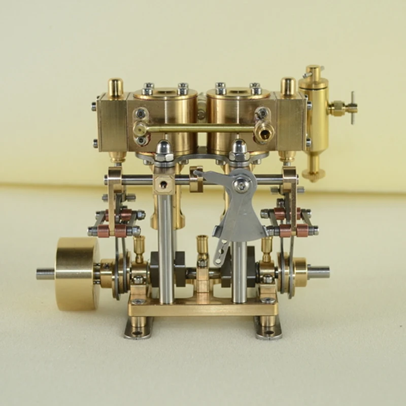 Крутая! двухцилиндровая возвратно-поступательная модель с паровым двигателем, полностью медная ручная работа