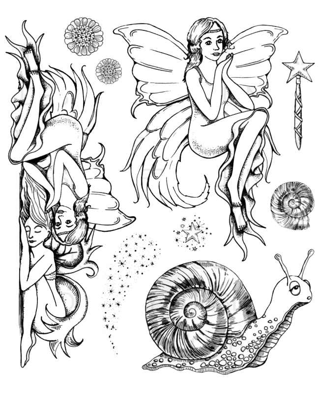 

Fairy and snail transparent Clear Silicone Stamp/Seal for DIY scrapbooking/photo album Decorative clear stamp sheets B085