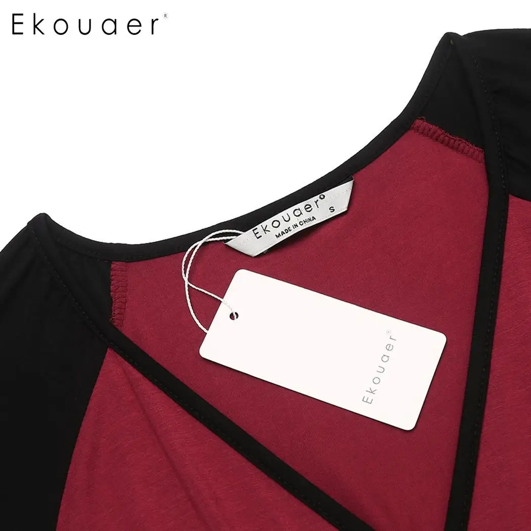 Ekouaer повседневное летнее Ночное платье Удобная Ночная сорочка с короткими рукавами и v-образным вырезом Ночная сорочка женские ночные рубашки