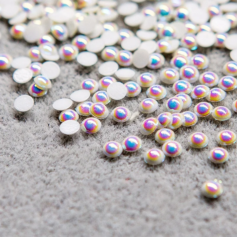 

200pcs Hot South Korea Imported Highlight Bright AB Colorful/White Pearl Top Level Nail Art Glitter pearls Nail Decorations Bead