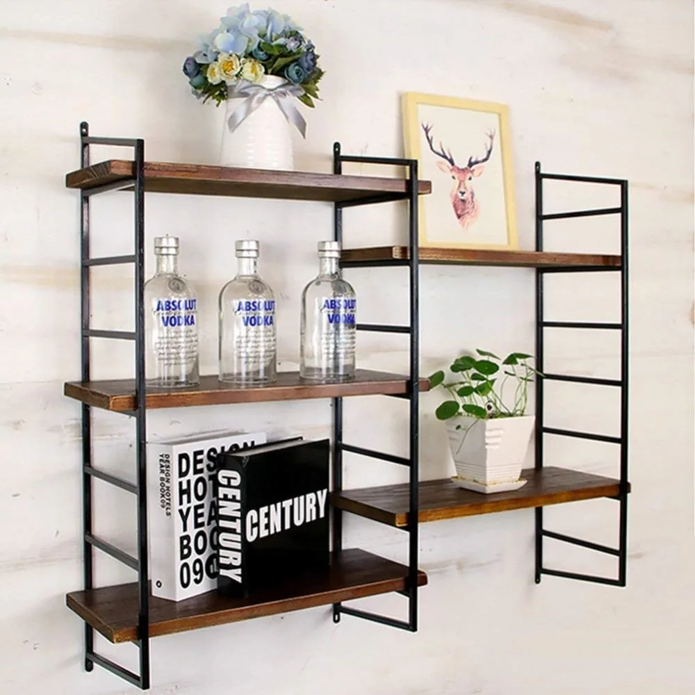 

Wall Shelves Floating Shelf Iron Bookshelf Wall Mounted Commodity Shelf Shelving Combination Storage Rack Floating Shelves Retro
